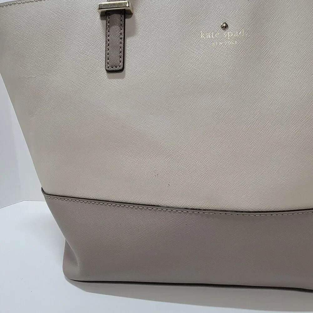 Kate‎ Spade Large Grand Street Harmony Colorblock Tote in Cream and Dove Gray